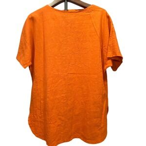 Deva Lifewear Womens Small Orange Cotton Crinkle Short Sleeve Tunic Top Made USA